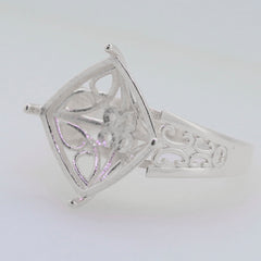 Sterling Silver Semi Mount Ring Setting Cushion CU 14x14mm Syzjewelry