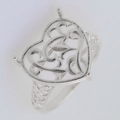 Sterling Silver Semi Mount Ring Setting Heart HT 15x15mm Cab Syzjewelry