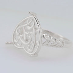 Sterling Silver Semi Mount Ring Setting Heart HT 15x15mm Cab Syzjewelry