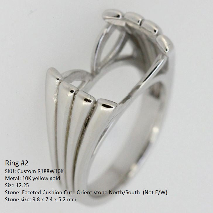 10K Gold Men's Ring Settings Ring Mounting Cushion CU CU9.8x7.4x5.2mm Syzjewelry