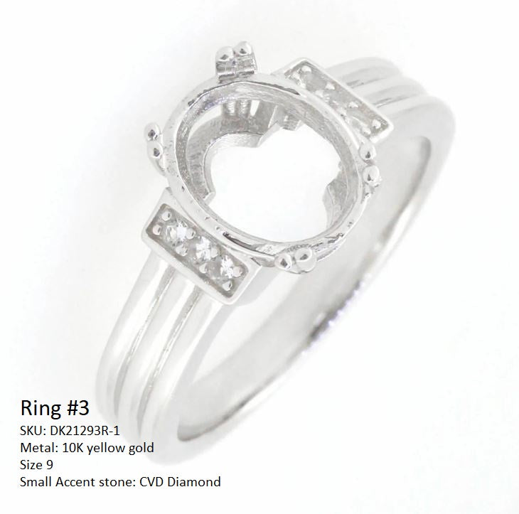 10K Gold Semi Mount Ring Setting Oval OV 10X8mm CVD Accent Size 9 Syzjewelry