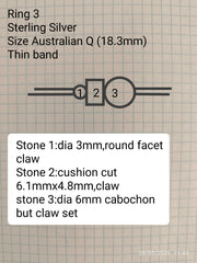 Sterling Silver Semi Mount Ring Setting Round 3mm Cushion CU 6.1x4.8mm RD Cabochon 6mm Size Australian Q (18.3mm) Syzjewelry