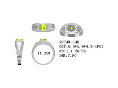 Custom Men's 14K Gold Semi Mount Ring Setting OCT 6.5x5.9x4.3mm CVD Accent Size 11.25 Syzjewelry