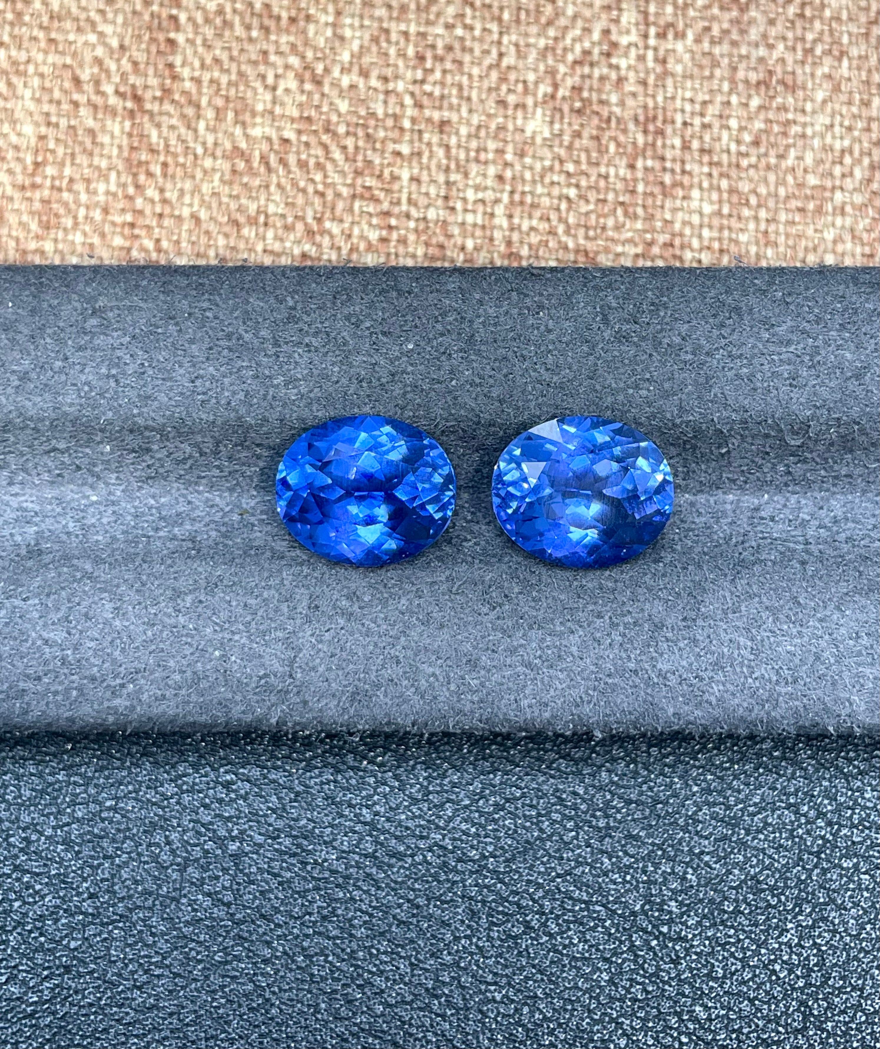 2 Pcs Lab Grow Royal Blue Sapphire Oval 12x10mm 14.28 Carat Syzjewelry