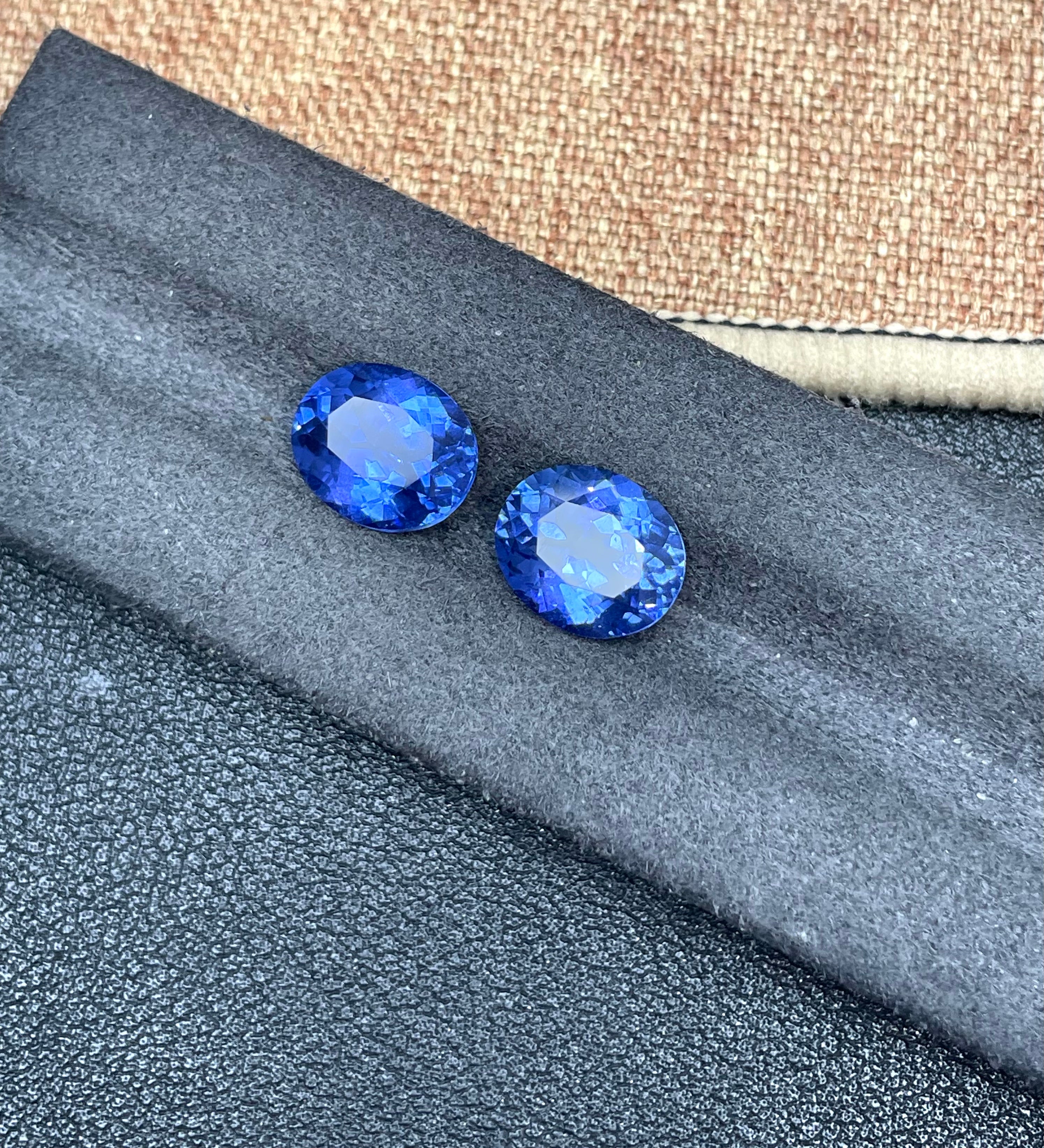 2 Pcs Lab Grow Royal Blue Sapphire Oval 12x10mm 14.28 Carat Syzjewelry