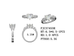 Custom Platinum Semi Mount Ring Setting Heart HT 6.5mm with CVD Accents Syzjewelry