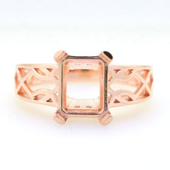 Art Deco Semi Mount Ring Setting OCT Emerald 10x8mm Syzjewelry