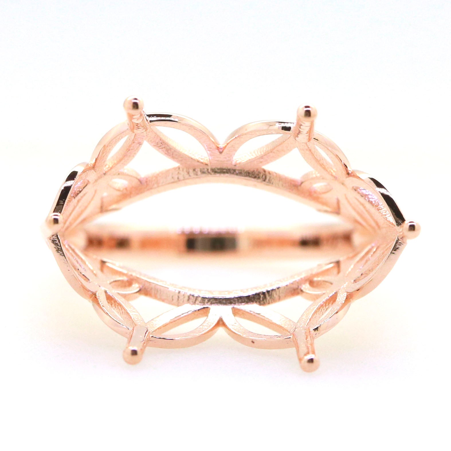 Art Deco Sterling Silver Semi Mount Ring Setting Marquise MQ 26x15mm Syzjewelry