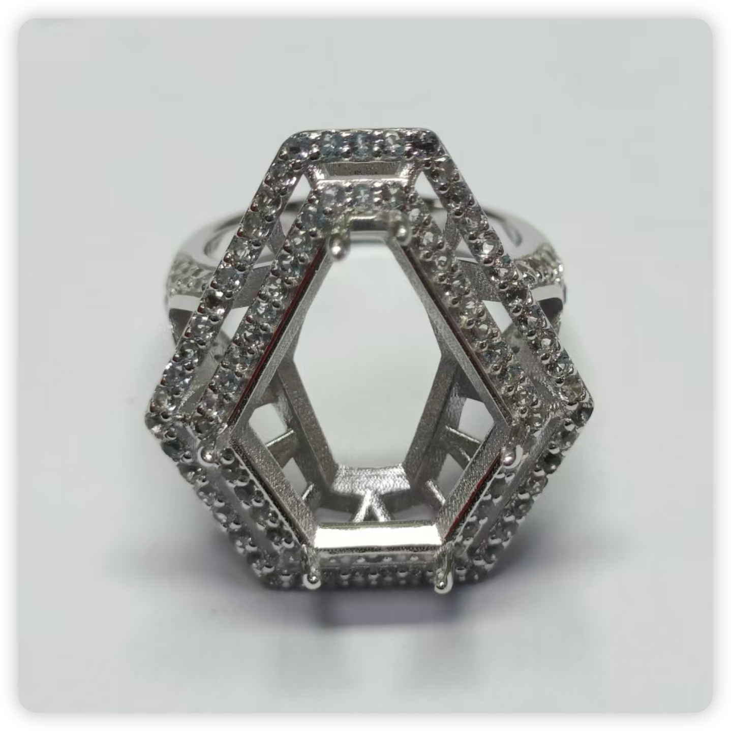 Sterling Silver Semi Mount Ring Setting 16.5x13.5x10.3mm Syzjewelry