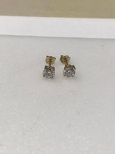14K Yellow Gold Stud Earrings with Round Lab Diamonds .50 Ct Each Syzjewelry