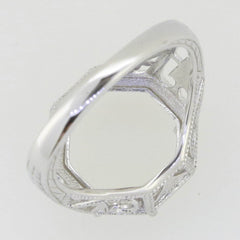 Art Deco Style Sterling Silver Semi Mount Ring Setting Round RD 12x12mm - Syzjewelry