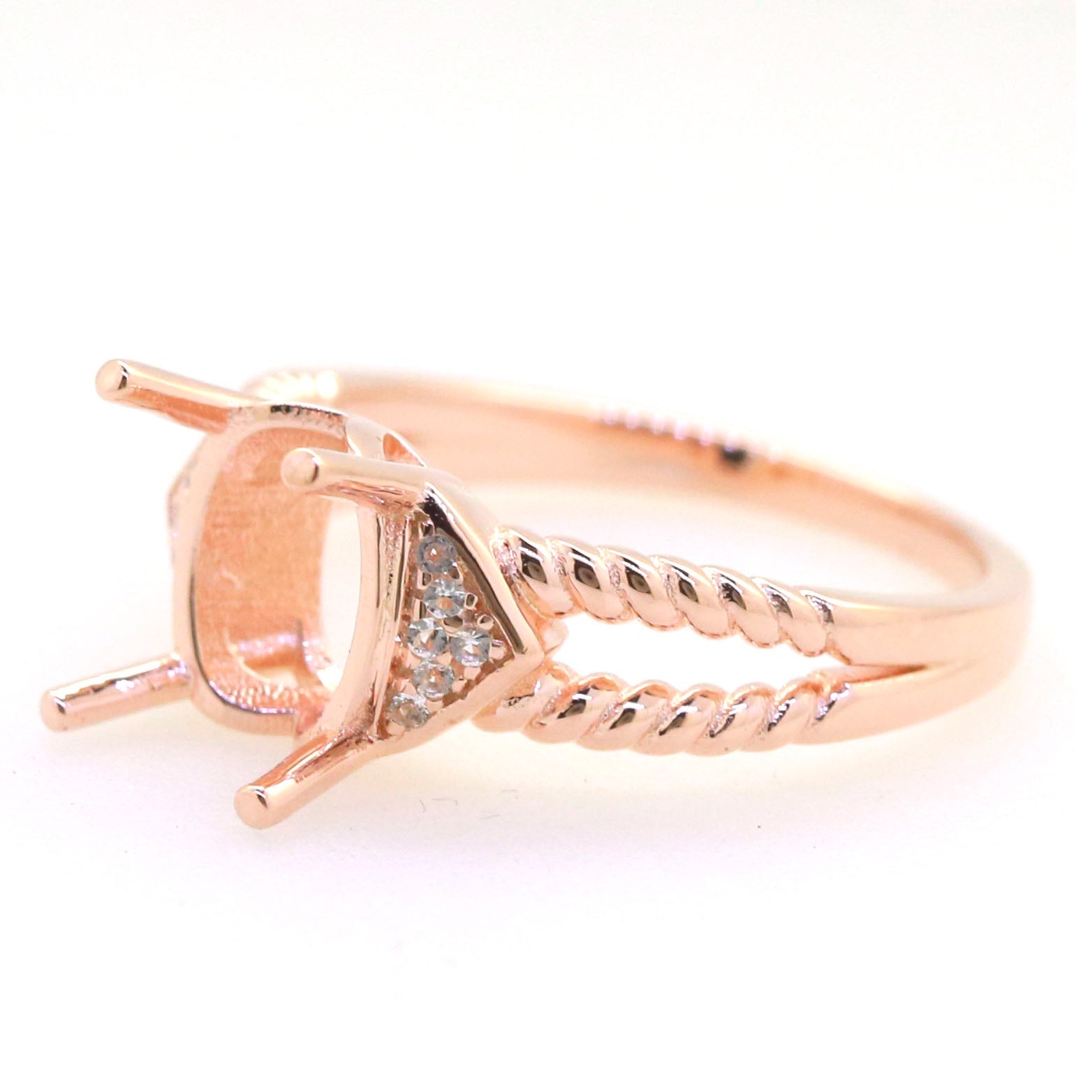 Art Deco Sterling Silver Semi Mount Ring Setting Oval OV 10x8mm Syzjewelry