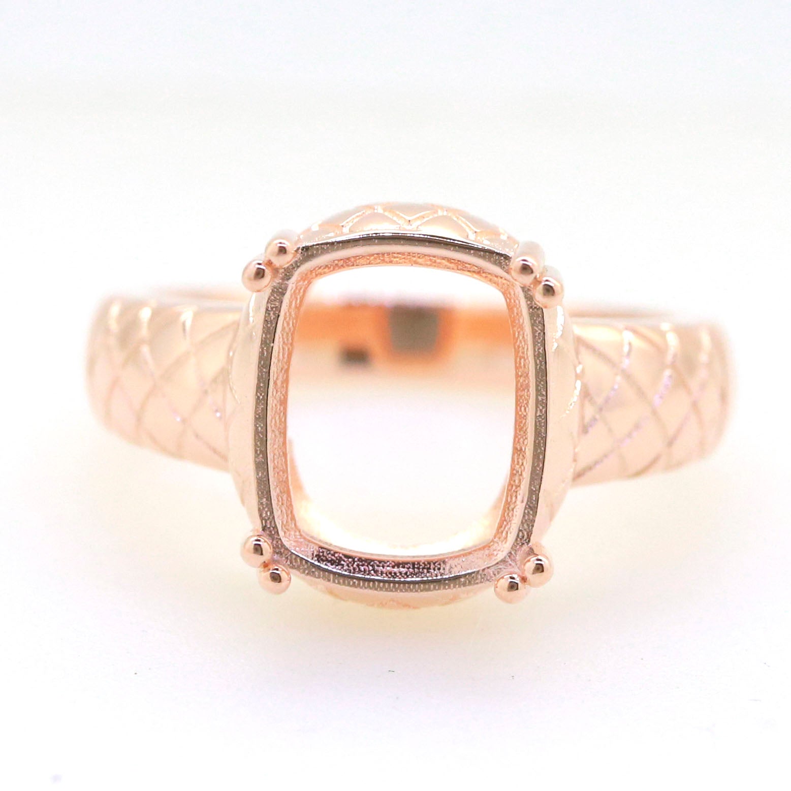 Art Deco Sterling Silver Semi Mount Ring Setting CU Cushion 12x10mm Syzjewelry