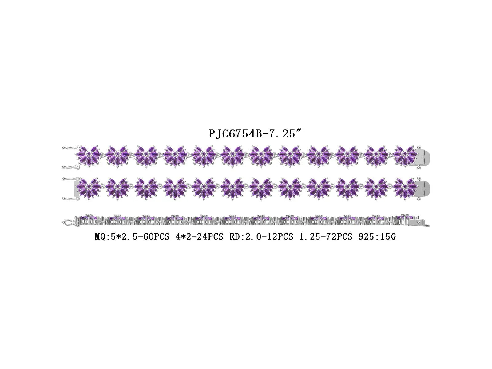 Sterling Silver Semi Mount Bracelet Setting Marquise MQ 6X3mm DHJ