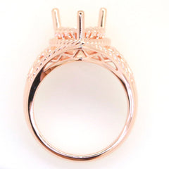 Art Deco Sterling Silver Semi Mount Ring Setting Pear PE 14x10mm Syzjewelry