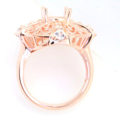 Art Deco Sterling Silver Semi Mount Ring Setting Round RD 8x8mm Syzjewelry