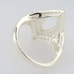 Sterling Silver Semi Mount Ring Setting MQ 12X6mm RD 3.5mm 3 Stones Double Halo Syzjewelry