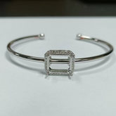 Sterling Silver Semi Mount Bangle Bracelet Setting Emerald OCT 12x10mm Halo with Moissanite Etsy