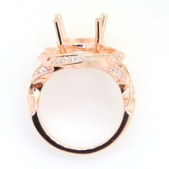 Art Deco Sterling Silver Semi Mount Ring Setting Round RD 11x11mm Syzjewelry