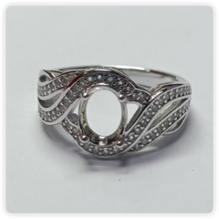 Sterling Silver Semi Mount Ring Setting Oval OV 8X6mm Swirl Shank DHJ