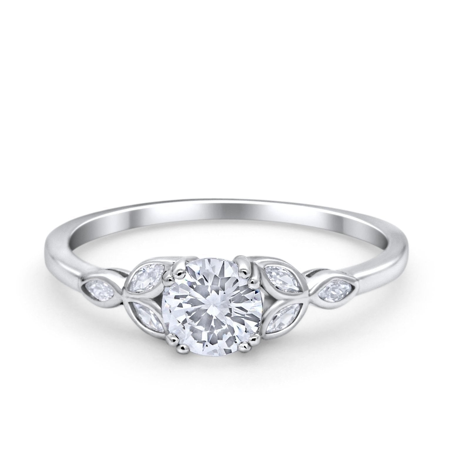 Sterling Silver Semi Mount Ring Setting Round RD 6x6mm with CZ Accents Syzjewelry