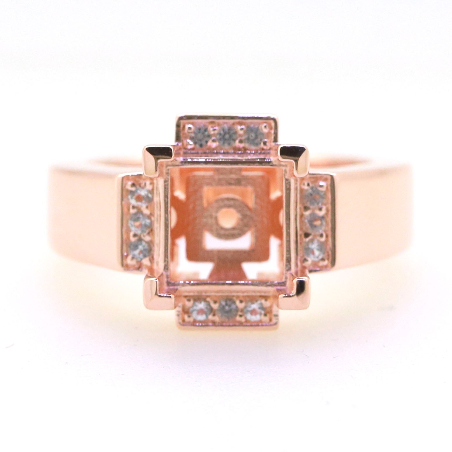 Art Deco Sterling Silver Semi Mount Ring Setting SQ Princess 8x8mm Syzjewelry