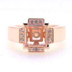 Art Deco Sterling Silver Semi Mount Ring Setting SQ Princess 8x8mm Syzjewelry