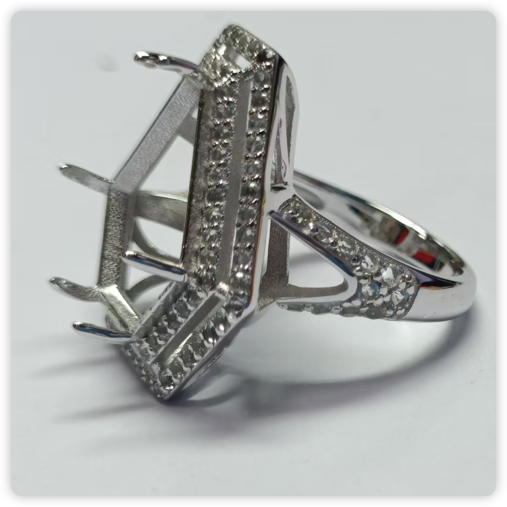 Sterling Silver Semi Mount Ring Setting 16.5x13.5x10.3mm Syzjewelry