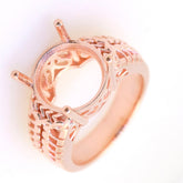 Art Deco Sterling Silver Semi Mount Ring Setting Round RD 13x13mm Syzjewelry