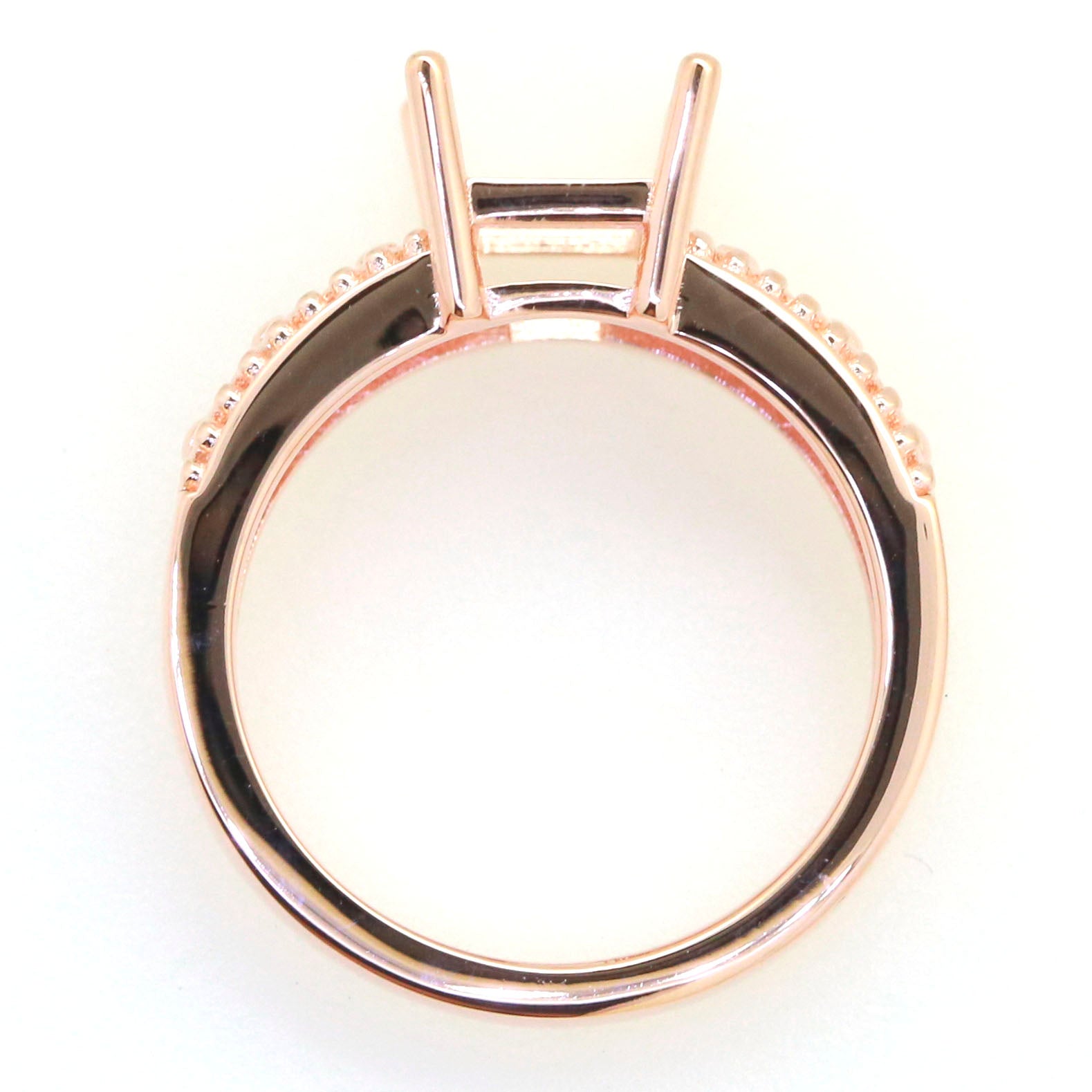 Art Deco Sterling Silver Semi Mount Ring Setting OCT Emerald 9x7mm Syzjewelry