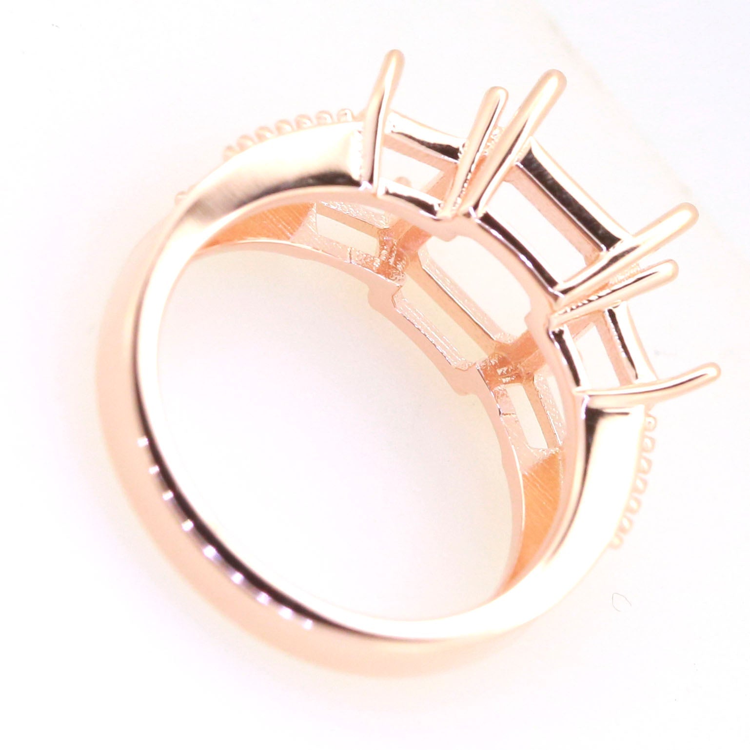 Art Deco Sterling Silver Semi Mount Ring Setting OCT Emerald 10x8mm, 7x5mm Syzjewelry