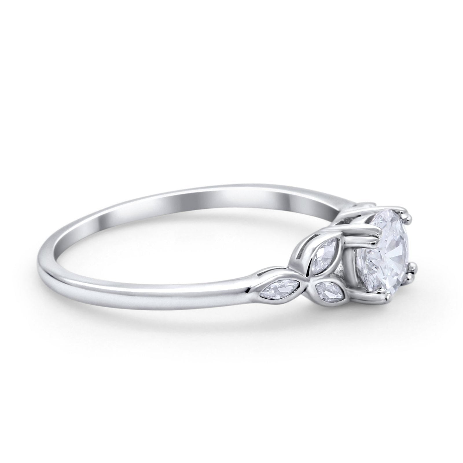 Sterling Silver Semi Mount Ring Setting Round RD 6x6mm with CZ Accents Syzjewelry
