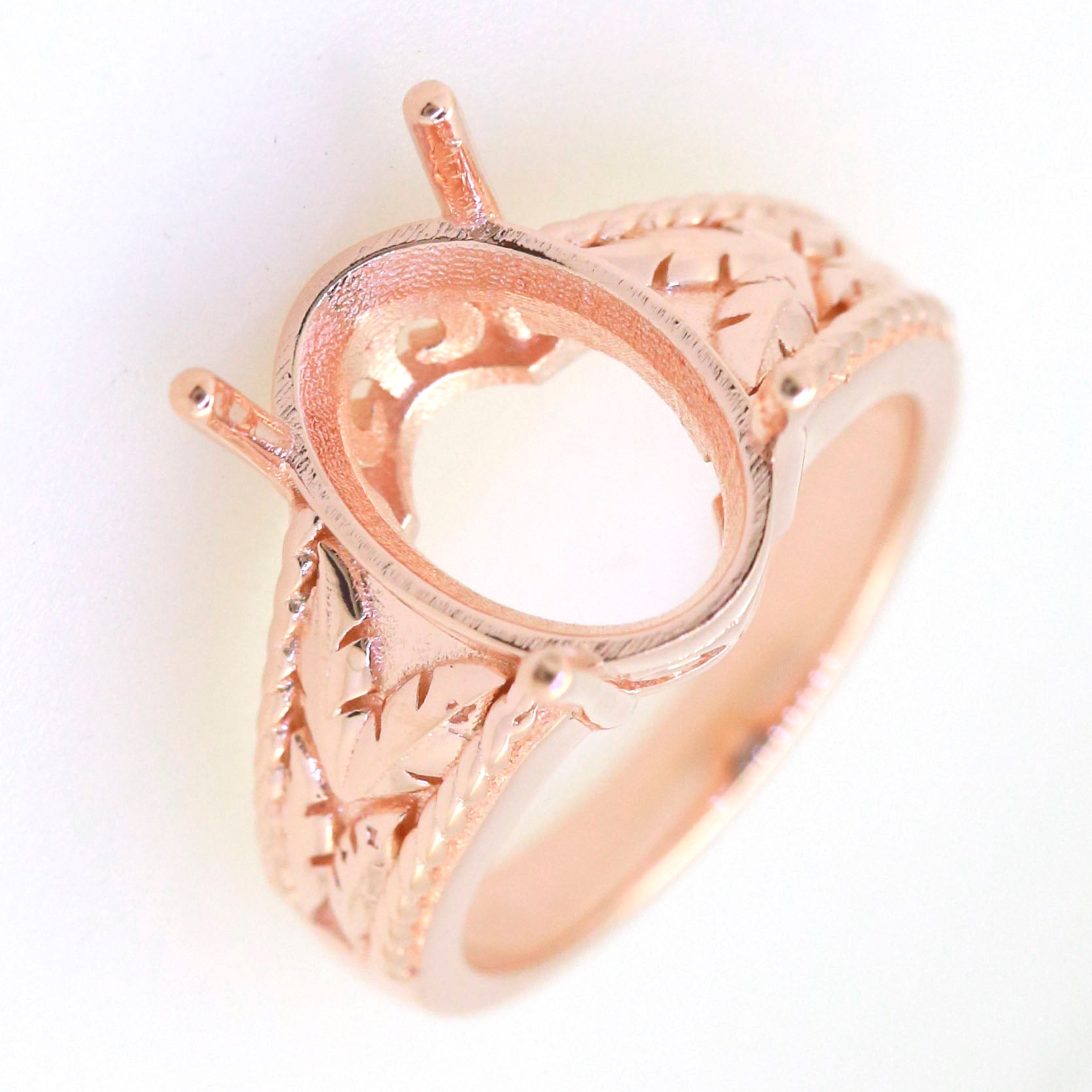 Art Deco Sterling Silver Semi Mount Ring Setting Oval OV 14x10mm Syzjewelry