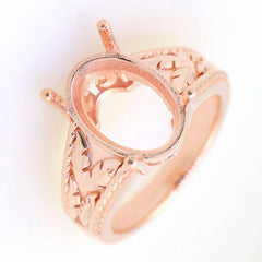 Art Deco Sterling Silver Semi Mount Ring Setting Oval OV 14x10mm Syzjewelry