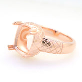 Art Deco Sterling Silver Semi Mount Ring Setting CU Cushion 12x10mm Syzjewelry