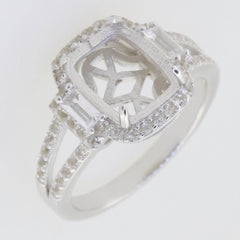 CustomSterling Silver Semi Mount Ring Setting Cushion CU 10x8mm Yellow Gold Plat - Syzjewelry