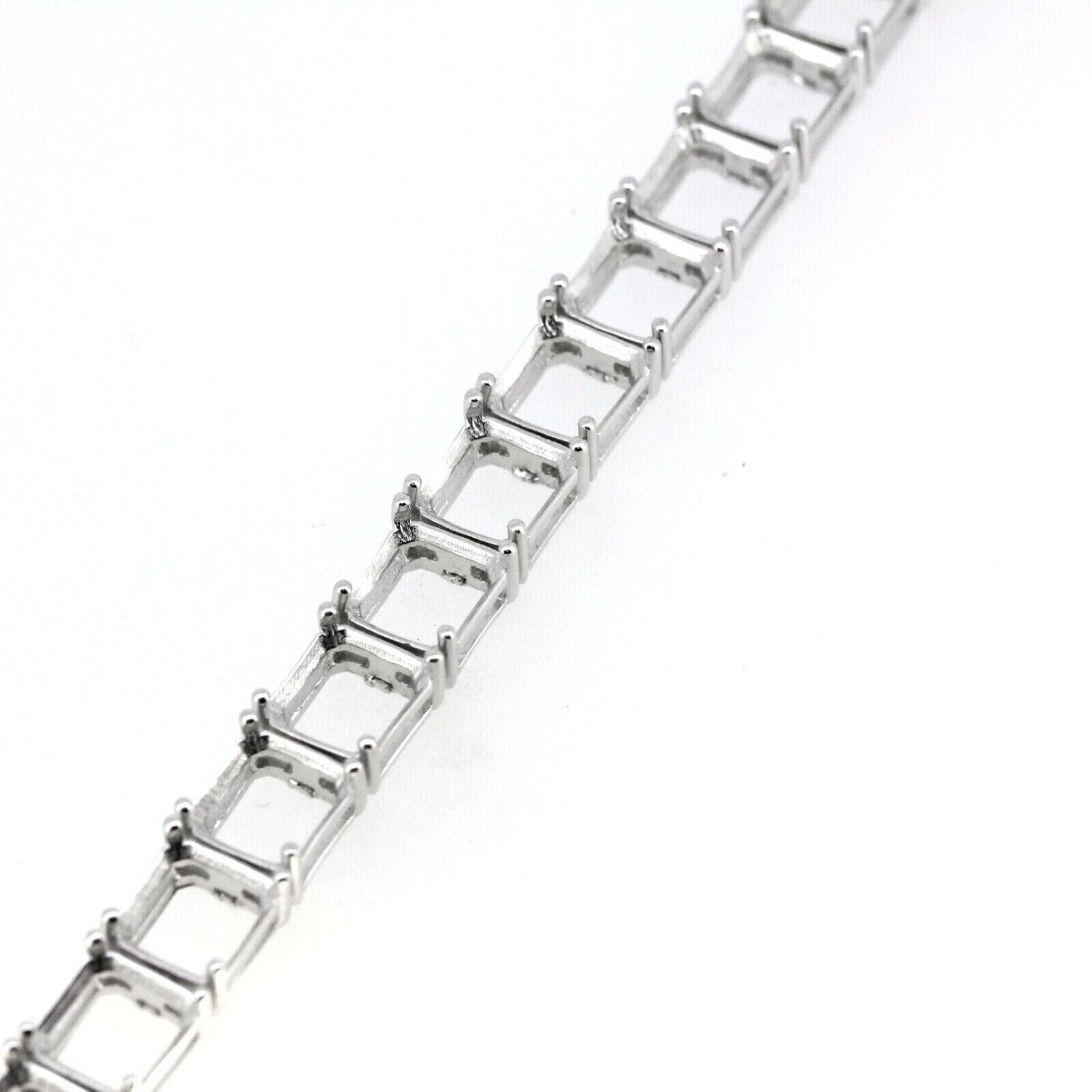 Sterling Silver Semi Mount Bracelet Setting Tennis Bracelet Asscher SQ 7x7mm Syzjewelry