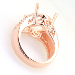 Art Deco Sterling Silver Semi Mount Ring Setting Round RD 13x13mm Syzjewelry