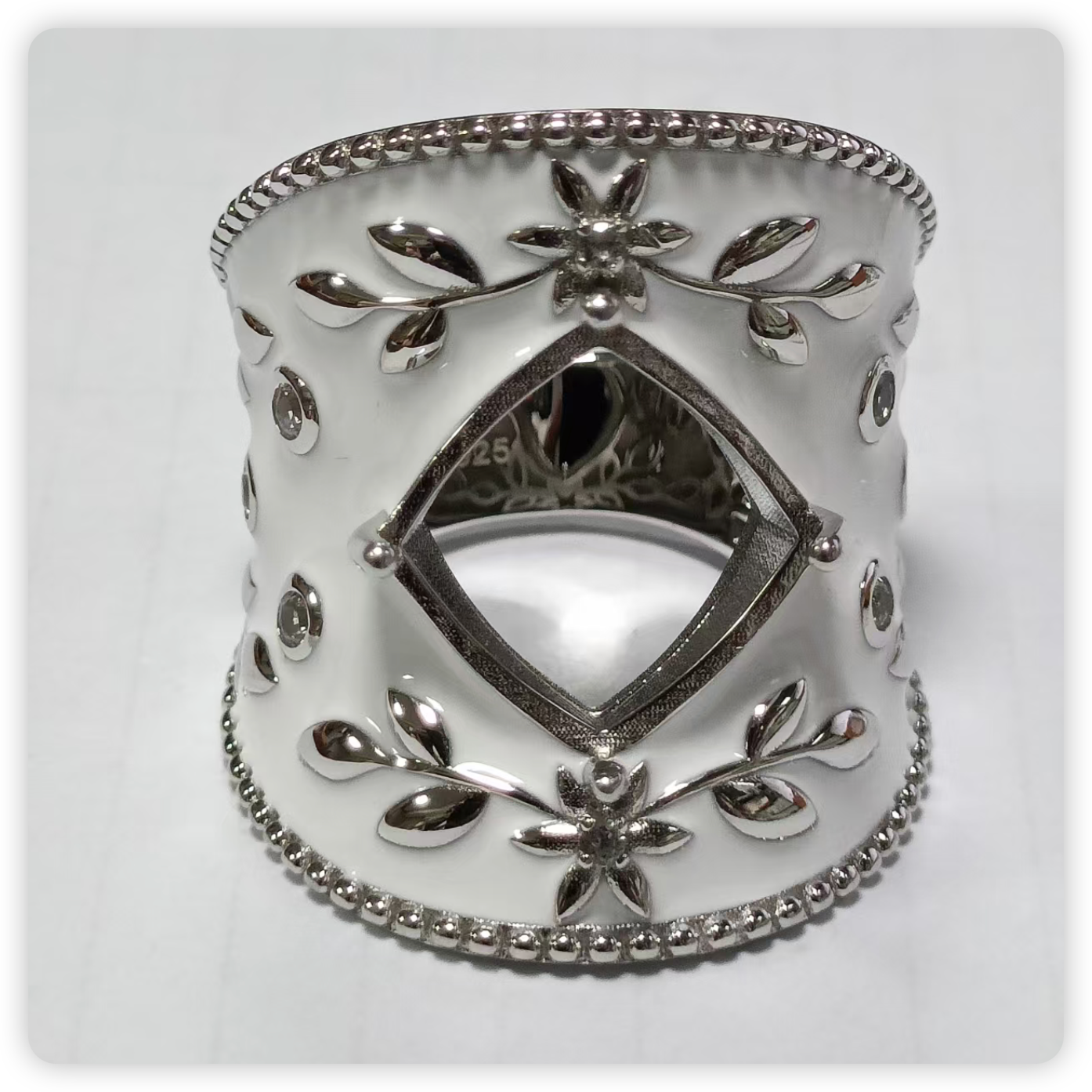 Sterling Silver Semi Mount Ring Setting Cab Cushion CU 12X12mm Syzjewelry