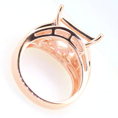 Art Deco Sterling Silver Semi Mount Ring Setting SQ Princess 13x13mm Syzjewelry