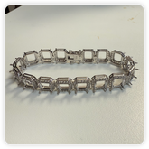 Sterling Silver Semi Mount Tennis Bracelet Setting Emerald OCT 8x8mm Halo Syzjewelry