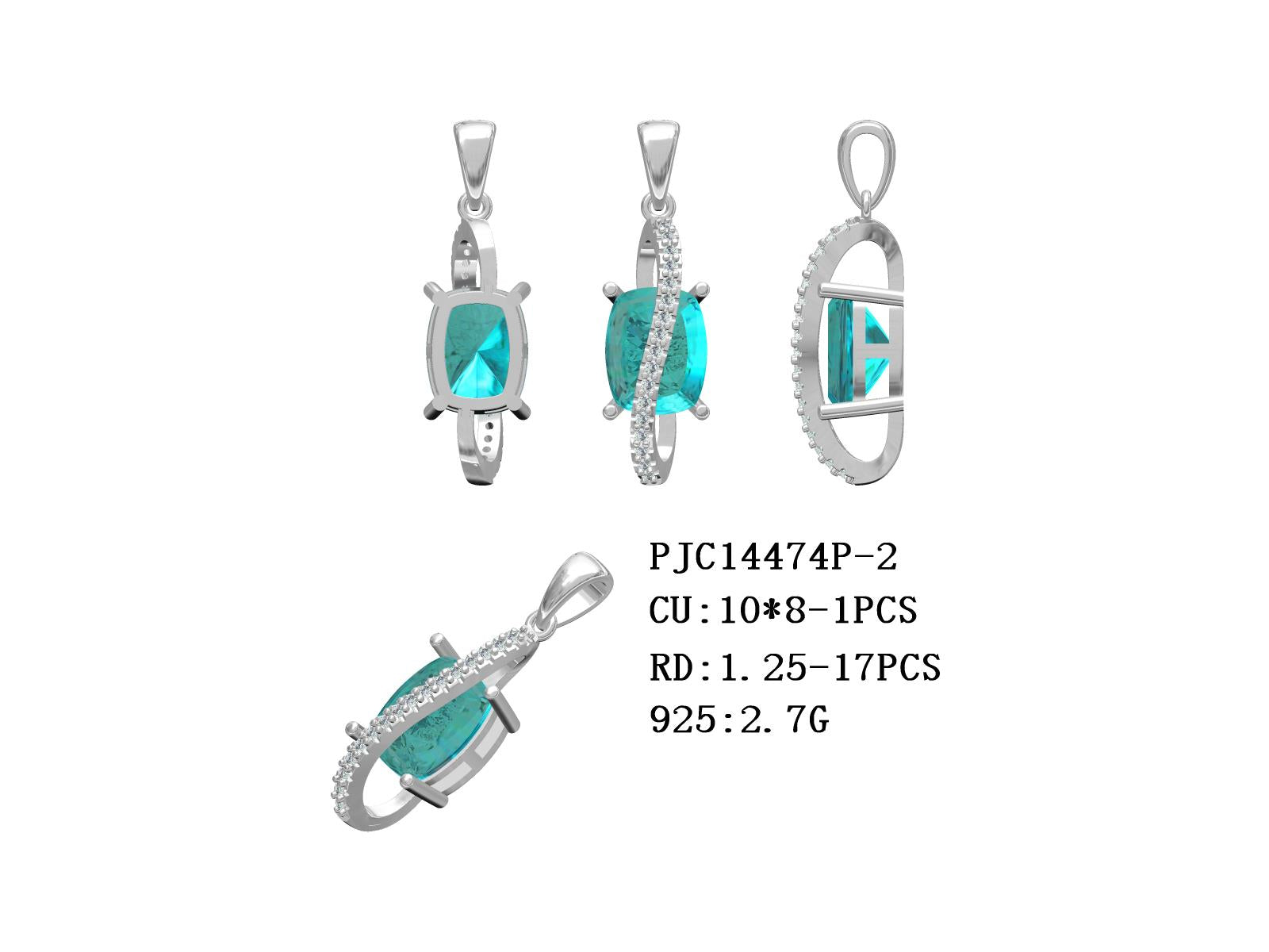 Sterling Silver Semi Mount Pendant Setting Cushion CU 10X8mm DHJ