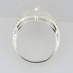 Sterling Silver Semi Mount Ring Setting MQ 12X6mm RD 3.5mm 3 Stones Double Halo Syzjewelry