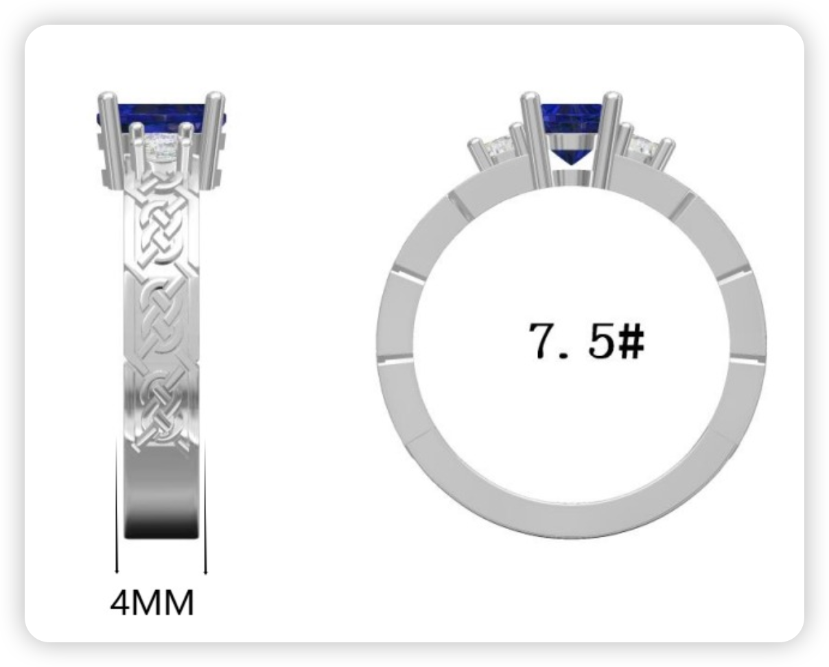Sterling Silver Semi Mount Ring Setting Oval OV 7x5mm 3 Stone Celtick Knot Shank Etsy