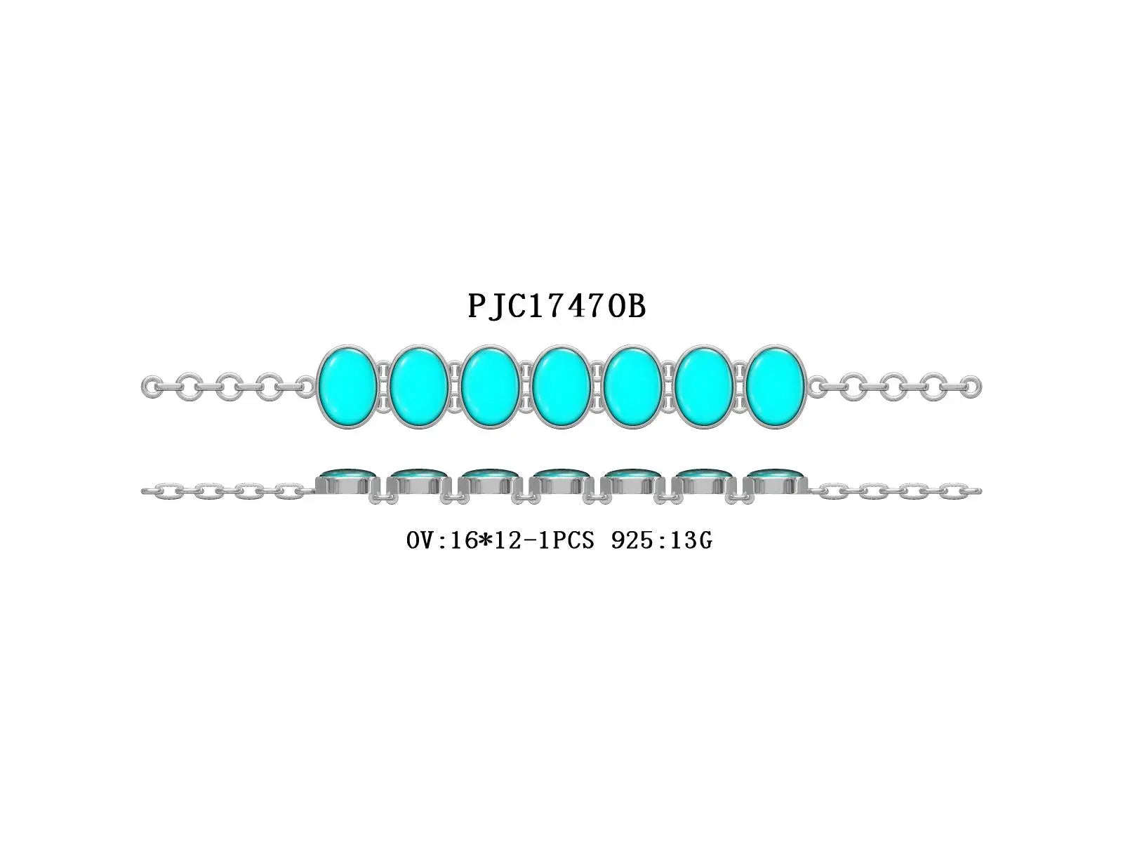 Sterling Silver Semi Mount Bracelet Setting Oval OV 16X12mm Cabochon DHJ