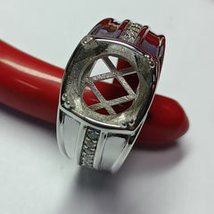 Men's Sterling Silver Semi Mount Ring Setting Cushion CU 10x10mm Male Ring Halo Ring Syzjewelry