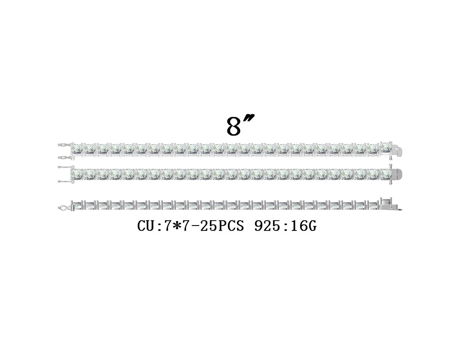 Sterling Silver Semi Mount Bracelet Setting Cushion CU 7X7mm DHJ