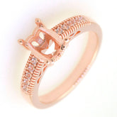 Art Deco Sterling Silver Semi Mount Ring Setting Cushion CU 8x6mm Syzjewelry