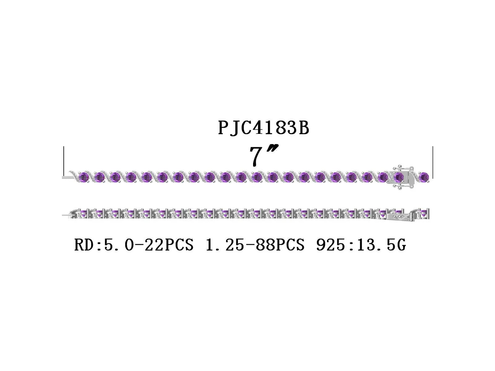 Sterling Silver Semi Mount Bracelet Setting Round RD 5x5mm DHJ