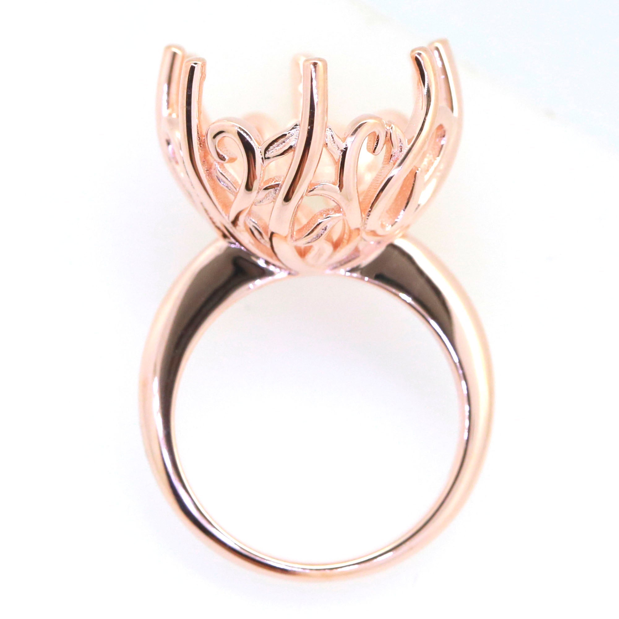 Art Deco Sterling Silver Semi Mount Ring Setting Round RD 20x20mm Syzjewelry